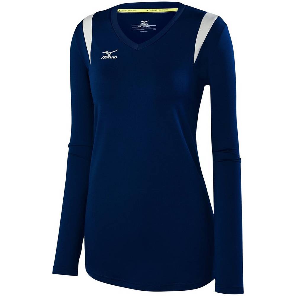 Womens Mizuno Balboa 5.0 Long Sleeve Volleyball Jersey Navy/Silver Philippines (VURWLZ198)